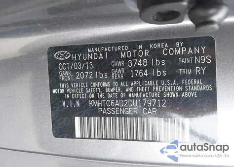 2013 Hyundai Veloster Base W/Black z USA, uszkodzony, nr VIN KMHTC6AD2DU179712